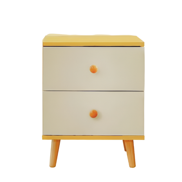 NNECN Wooden Bedside Cabinet with Two Drawers and Sturdy Legs