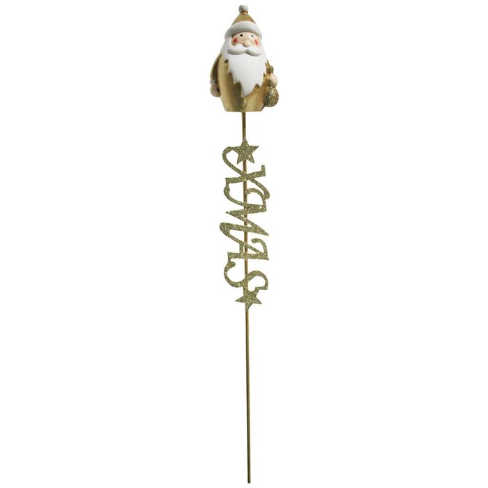 LVD Metal Pot Spike Santa Christmas Home/Garden Planter Decoration 54cm Gold
