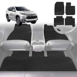 6D Diamond Car Floor Mats for Mitsubishi Challenger 2008-2016-Full Set-Black-Outback GT