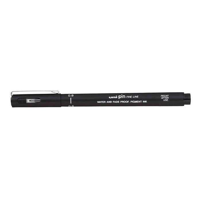 Uni Pin Fine Line Drawing Pen 12pcs (Black) (0.8mm)