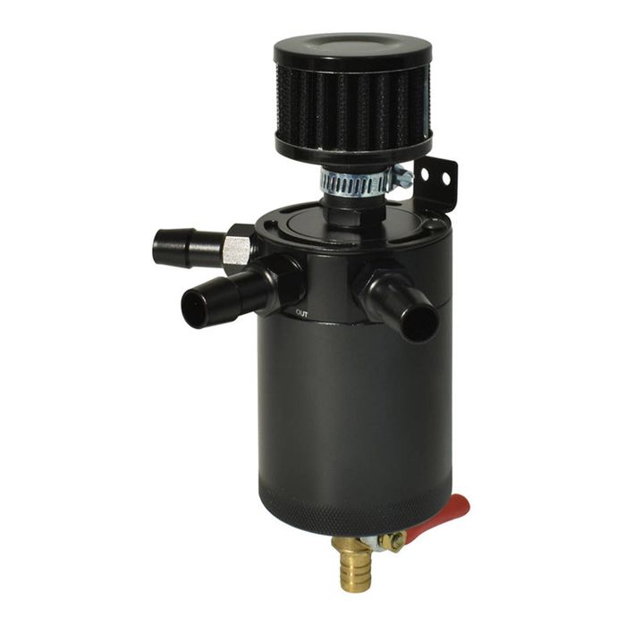Calflow Billet Aluminium Baffled Oil Catch Tank Can Kit with Air Breather Universal 3-Port