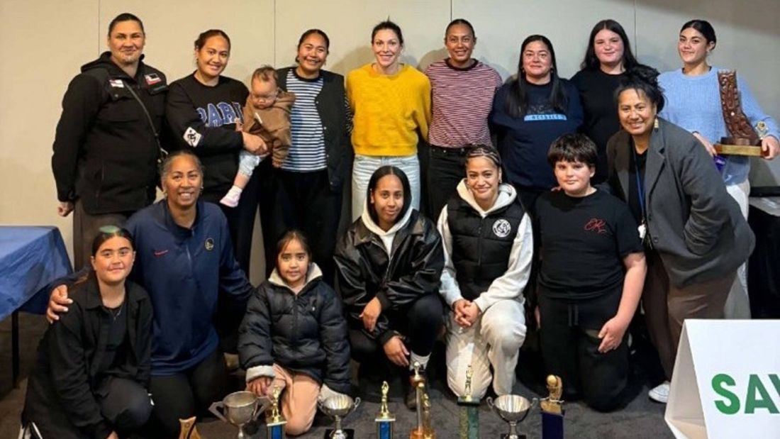 Whangaruru Netball Club members, with Sophy Tua pictured second from left in the front row. 