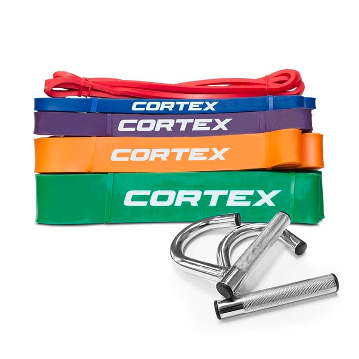CORTEX Resistance Band Set of 5 (5mm, 13mm, 21mm, 45mm) with Resistance Band Handles