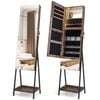 Costway Stadning Jewelry Armoire Cabinet-rusric Brown