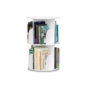 Lauft 2-tier Rotating Book Storage Shelf Bookcase Rotating Display Stand Shelf