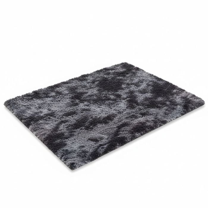 Fluffy Area Rug for Bedroom | Soft Shaggy Carpet | Anti-Slip | 60x110cm | Black Grey