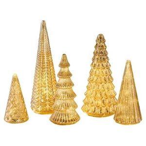 P&P Gold Set of 5 LED Acrylic Christmas Tree Tabletop Light Decorations for Home Use