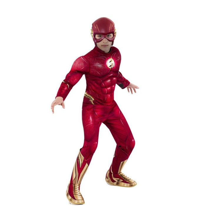 The Flash Halloween Costume for Kids Deluxe 2023 Movie Suit with Mask and Boot Tops, 3-5-YRS