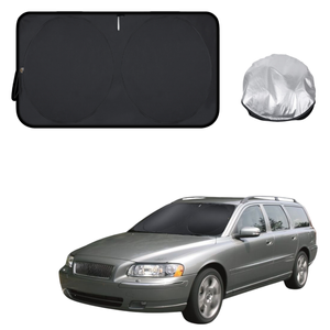 Front Windscreen Sun Shade for Volvo V70 2000 - 2007 Mk II, Mk II Facelift - Standard 150 x 85 cm - Black