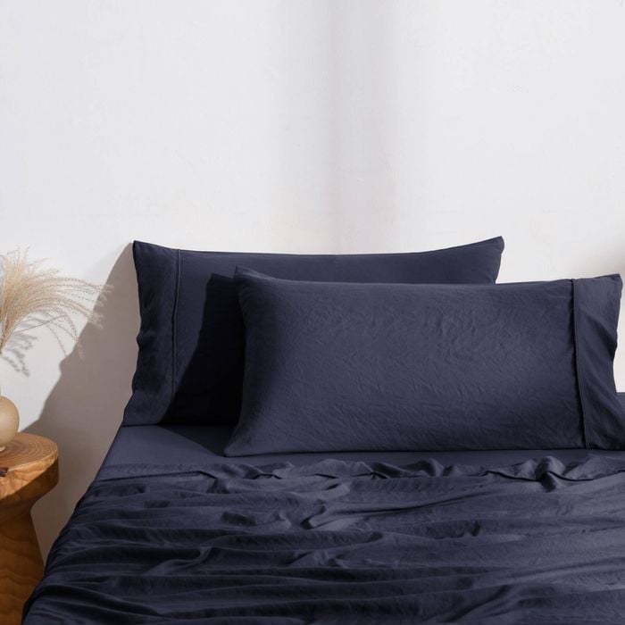 Dreamaker Superfine Washed Microfibre King Pillowcase Twin Pack Navy