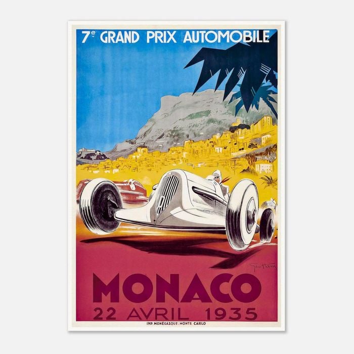 Galrie Monaco Grand Prix 1935 Vintage Racing Poster Perfect for Collectors Artwork, Poster Only, A0 84 x 119cm (33 X 47inch)