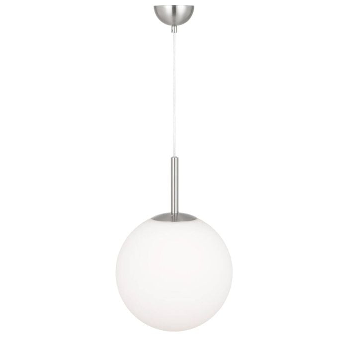 Telbix Bally Modern Pendant Hanging Lamp Light Glass Metal Opal Matt Nickel
