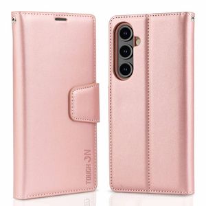 Tough On for Samsung Galaxy S24 FE Flip Wallet Leather Case Rose Gold