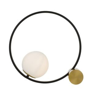Telbix Matias Modern Table Desk Lamp Light Metal Glass Black Antique Gold Opal Matt