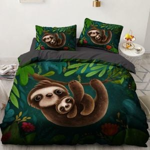 3D Sloth Tree 201 Bed Pillowcases Quilt King Single Size