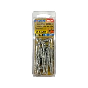 Zenith 8G x 50mm Galvanised Square Drive External Timber Screw - 18 Pack