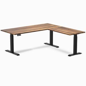 Desky L-shape Sit To Stand Pheasantwood Hardwood Desk 1800x1750mm Matte Black Height Adjustable Leg