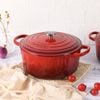 Gourmet Kitchen Cast Iron Casserole 28 Cm Black Cherry Red