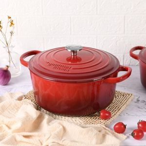 Gourmet Kitchen Cast Iron Casserole 28 Cm Black Cherry Red