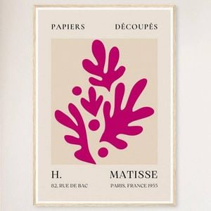Galrie Henri Matisse Pink Foliage II Art Print 1955 Exquisite Art for Your Home, Wood Frame, 70 x 100cm (28 x 40inch)