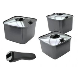 SmartSpace Cookware Stacking Square Pots 3 Piece, Camping, Caravan, Smart Space
