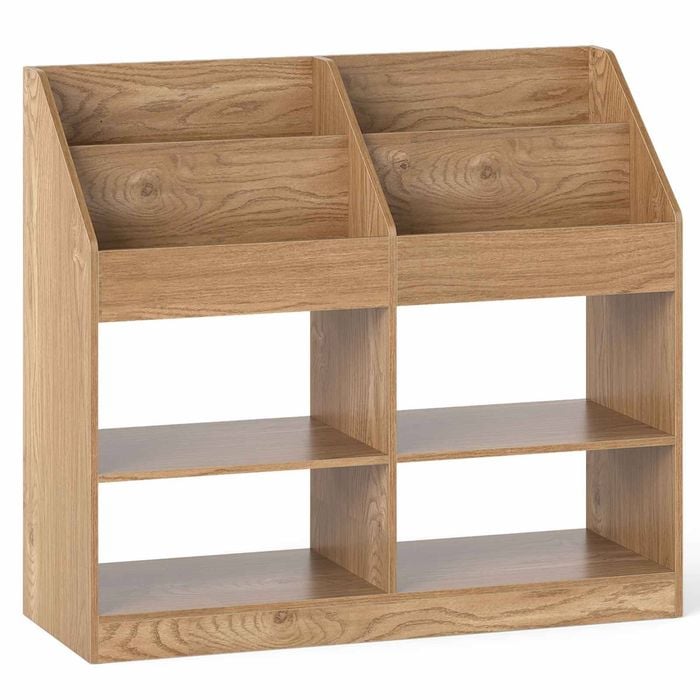 Costway Kid 3-tier Bookshelf Toy Storage Organizer Shelf Natural