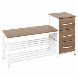 Costway Modern Shoe Bench Rack 3Tier Storage Organizer Entryway