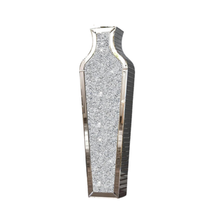 P&P Silver Crushed Diamond Floor Vase Elegant Mirrored Centerpiece for Modern Decor