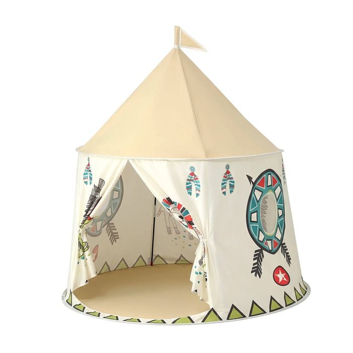 Keezi Kids Play Tent Playhouse Castle With Window Carry Bag 115cmx115cm Cute Flag