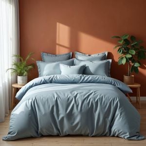 Royal Comfort 1000 Thread Count Bamboo Cotton Sheet And Quilt Set Blue Fog King