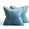 Catzon 2 Pcs Decorative Velvet Throw Pillow Covers Soild for Home Car 50X50cm-Lake Blue