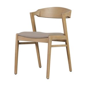 1825 Interiors Lux Modern Wood Dining Chair With Taupe Seat Cushion Natural