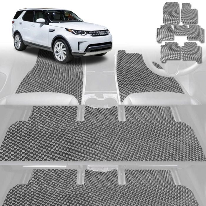 6D Diamond Car Floor Mats for Land Rover Discovery (D4)2009-2017-Ultimate Set-Grey-Outback GT