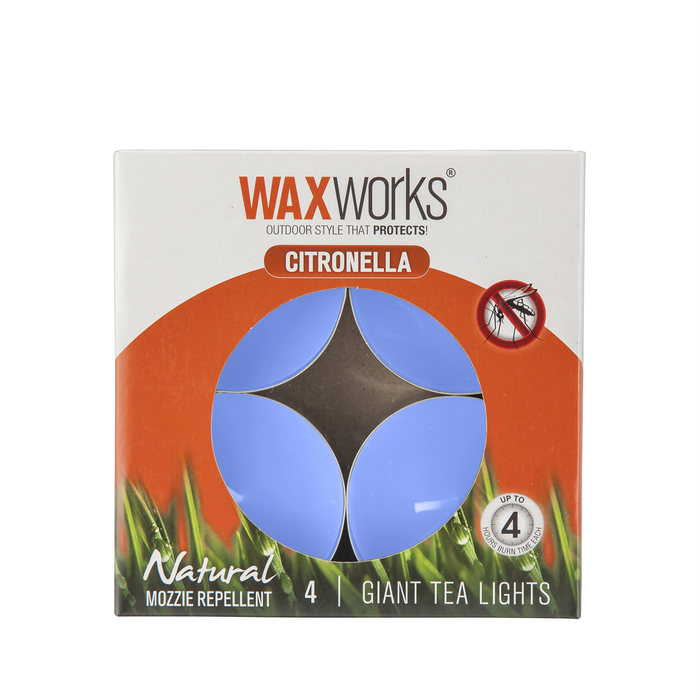 Waxworks Giant Citronella Tealight Candles - 4 Pack