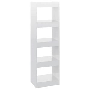 vidaXL Book Cabinet/Room Divider High Gloss White Storage Cabinet Bookcase