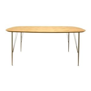 6IXTY2 Scandinavian Wooden Dining Table Large 220cm - Metal Legs - Oak