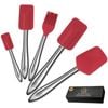 Gourmet Easy Silicone Spatula Set 5PCS Red Kitchen Tools, Heat Resistant with Spoonula & Brush