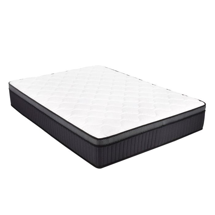 Ufurniture 32CM Double Mattress 7 Zone Euro Top Pocket Springs Memory Foam Medium Firm Bed Mattresses White & Grey
