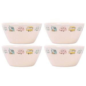 4PK Splosh Caravan Bamboo Melamine Soup Bowl 15cm Round Camping White