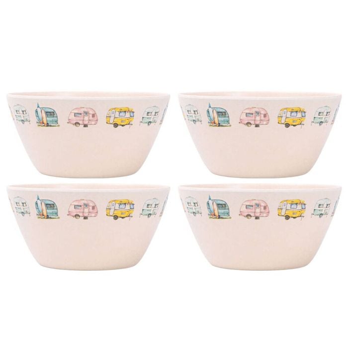 4PK Splosh Caravan Bamboo Melamine Soup Bowl 15cm Round Camping White