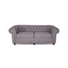 Cleo 3 Seater Linen Fabric Sofa Grey Colour Chesterfield Design
