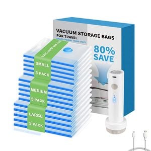 Catzon 15pack Travel Vacuum Bags With Electric Pump Space Saving For Clothing Travel