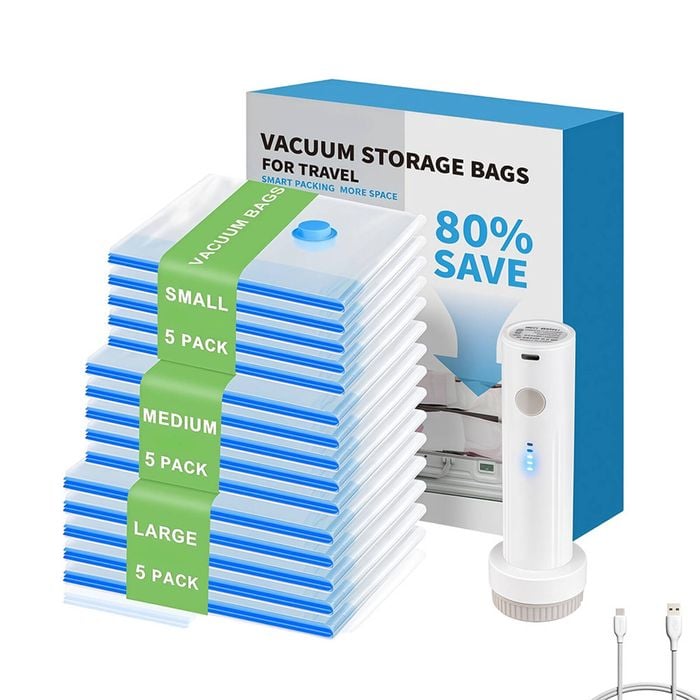 Catzon 15pack Travel Vacuum Bags With Electric Pump Space Saving For Clothing Travel