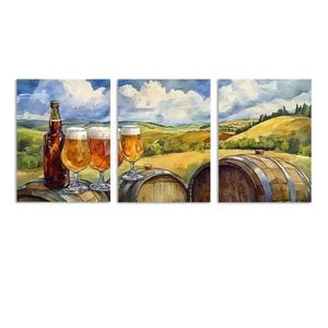 3pcs Wine glass, wine Art Painting Print 100% Australian Made 3 x 40x60cm (Metal Print)