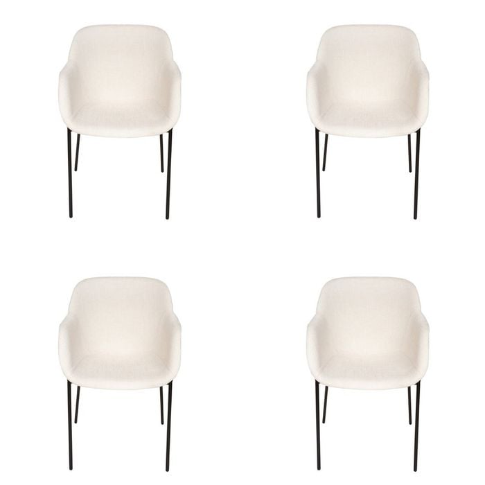 Sk Designer Living | Pack Of 4 | Milan Fabric Dining Chair - Texture Ivory