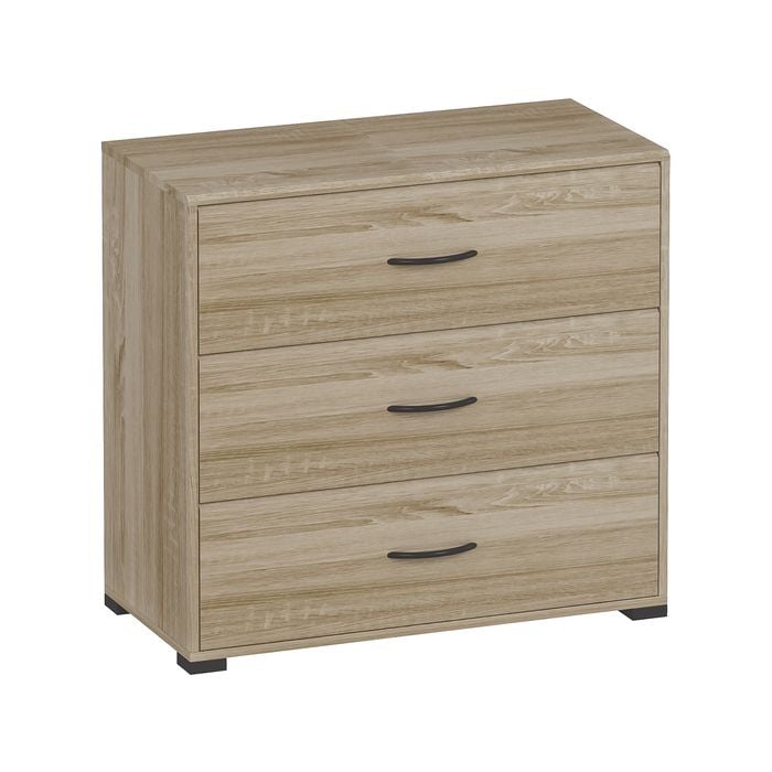 Practa 3 Drawer Chest of Drawers Unit Oak