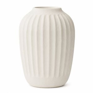 SK Designer Living | Vela Fluted White Ceramic Decorative Vase | 27cm