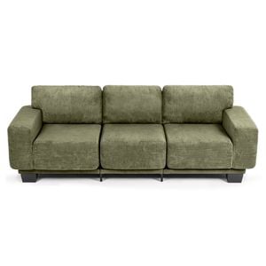 Ufurniture 225cm Cheniile 3 Seater Sofa W/ Wide Armrest & Cushion Soft Upholstered Lounge Couch Green