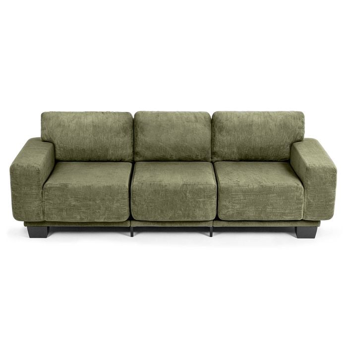 Ufurniture 225cm Cheniile 3 Seater Sofa W/ Wide Armrest & Cushion Soft Upholstered Lounge Couch Green