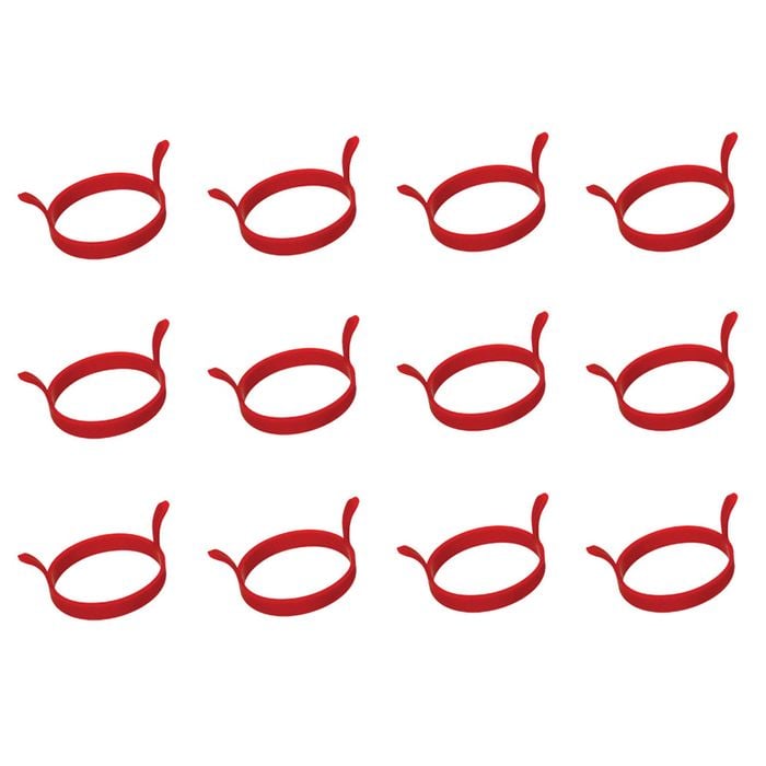 12PK Appetito Silicone Egg Ring Moulder Home Kitchen Cooking Utensil Red